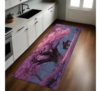 Pink Kitchen Rug Piano under the cherry blossom tree Non-Slip Runner Mat 50 x 150 cm Rubber Backed Washable Indoor/Outdoor Area Mat Country Decor