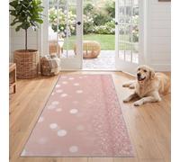 Pink Kitchen Runner Rug 60 x 120 cm, Non-Slip Romantic Glitter Carpet | Minimalist Modern Chic Washable Long Rugs, Soft Low Pile Floor Mat for Hallway Entrance Living Room Bedside Laundry
