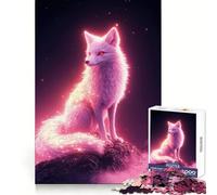 Pink Kitsune Jigsaw Puzzle 1000 Piece for Teenagers Logic Train Toy Light Relax Smooth Cut Wall Art Decor (50x75cm)