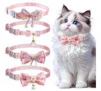 Pink Kitten Cat Collar with Bow: 4 Pcs Cute Kitten Collar with Bowtie - Breakaway Safety Cat Collar Lightweight with Quick Release Buckle - Adjustable Puppy Necklace for Cats Small Dogs
