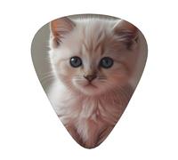 Pink Kitten printed guitar picks, 12-piece set with thin, medium, and thick styles, comes with a storage case