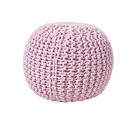 Homescapes Pastel Pink Round Cotton Knitted Pouffe Footstool