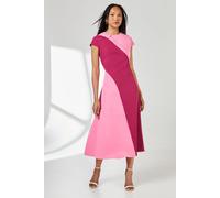 Pink Knotted Neck Detail Colour Block Midi Dress Principles Pink 12