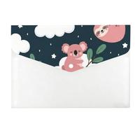 Pink Koalas A4 Plastic Wallet, Envelope Folders A4, Plastic Wallet Folder, Stationery File Wallets, Storage Files with Snap Button, Pockets for School Office Home Travel