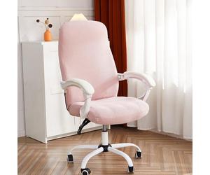 (pink, L Chair Cover) Jacquard Office Chair Cover Solid Color Computer Chair Covers Elastic Armchair Slipcover For Living Room Study Gaming Chair