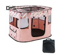 (pink, L) Pet Playpen Collapsible Dog Playpen Portable Exercise Kennel Tent Dog Crate Cage Pet Enclosure Fence for Dog Cat Rabbit