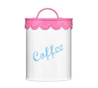 Pink Lace Coffee Canister, White/Pink