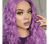 Pink Lace Front Wigs for Women Long Curly Wavy Rose Gold Pink Wigs Wonder Girl Peach Pink Syntehtic Hair Wig High Temperature Fiber Hair Replacement Wigs Cosplay Drag Halloween Wig ( Color : Purple )