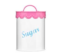 Pink Lace Sugar Canister, White/Pink