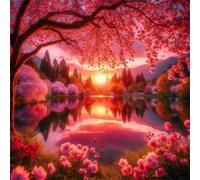 Pink Lake Sunset Jigsaw Puzzles for Adults 80 Pieces Hard Difficult Challenging puzzles for adults 80 pcs DIY Decoration Puzzle for Wall Decor Gifts
