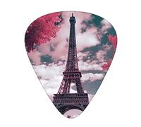 Pink Landscape Eiffel Tower Guitar Picks Guitar Accessories 12 Pack Art Bass Pick Thin, Medium Heavy Gauges 3 Sizes For Ukulele