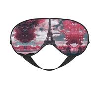 Pink Landscape Eiffel Tower Print Sleep Mask Eye Masks Blindfold Eye Cover Eyeshade for Night Sleeping Travel Airplane Ues
