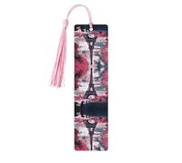 Pink Landscape Eiffel Tower Print Wooden Bookmark Bookmarks with Tassels Book Marks for Reading Hardcover Books Notebooks