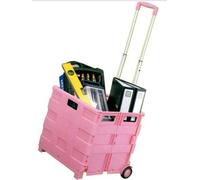 PINK LARGE FOLDING SUPERMARKET SHOPPING GROCERY CART TROLLEY 40KG CAPACITY BOOT TRUNK FOLDABLE FOLDS FLAT
