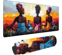 Pink Large Mouse Mat 1200 x 600 x 3 mm, Extended Gaming Mouse Pad African Woman Desk Mat With Stitched Edges, Adults Mousepad Non Slip Rubber Base, Waterproof Soft Cloth Desk Pad for Office Decor 3-L