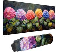 Pink Large Mouse Mat 1200 x 600 x 3 mm, Extended Gaming Mouse Pad Hydrangea Desk Mat With Stitched Edges, Adults Mousepad Non Slip Rubber Base, Waterproof Soft Cloth Desk Pad for Home Office Decor V-9