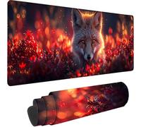 Pink Large Mouse Mat 600x300x3 mm, Extended Gaming Mouse Pad Fox Desk Mat With Stitched Edges, Adults Mousepad Non Slip Rubber Base, Waterproof Soft Cloth Desk Pad for Home Office Decor, Gifts G-H