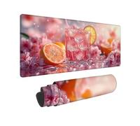 Pink Large Mouse Mat 700 x 300 x 3MM Gaming Mouse Pad, Summer Drinks Mousepad Extended for Men, Office Accessories with Anti-Slip Rubber Base and Double Stitched Edge, Mousemat for Laptop -TL46XB