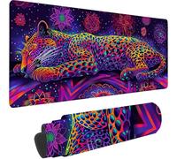 Pink Large Mouse Mat 700x300x3 mm, Extended Gaming Mouse Pad Leopard Desk Mat With Stitched Edges, Adults Mousepad Non Slip Rubber Base, Waterproof Soft Cloth Desk Pad for Home Office Decor, Gifts R-N