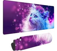 Pink Large Mouse Mat 800 x 400 x 3 mm, Extended Gaming Mouse Pad Cat Desk Mat With Stitched Edges, Adults Mousepad Non Slip Rubber Base, Waterproof Soft Cloth Desk Pad for Home Office Decor, Gifts 6-5