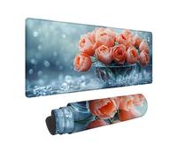 Pink Large Mouse Mat 800 x 400 x 3MM Gaming Mouse Pad, Bouquet Mousepad Extended for Men, Office Accessories with Anti-Slip Rubber Base and Double Stitched Edge, Mousemat for Laptop, Gifts -TL27Z5