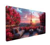 Pink Large Mouse Mat, Eiffel Tower Gaming Mouse Pad with Stitched Edges, Extended Mousepad with Non-Slip Rubber Base, Desk Mat for Desk Accessories and Office Accessories Gifts, 1000x500x3mm 0-2586
