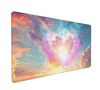 Pink Large Mouse Mat, Heart Gaming Mouse Pad with Stitched Edges, Extended Mousepad with Non-Slip Rubber Base, Desk Mat for Desk Accessories and Office Accessories, Gifts for Men, 1200x600x3mm A-6044