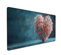 Pink Large Mouse Mat, Heart Gaming Mouse Pad with Stitched Edges, Extended Mousepad with Non-Slip Rubber Base, Desk Mat for Desk Accessories and Office Accessories, Gifts for Men, 1000x500x3mm Q-8310