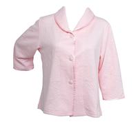 (Pink, Large - UK 16/18) Slenderella Ladies Button Up Floral Mock Quilt Shawl Collar Bed Jacket