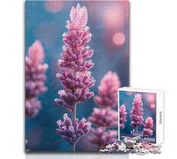 Pink Lavender Flowers 1000 Piece Teenager Puzzles Logical Fun Educational Activity Unique Gift with Warm Sentiment Size 38x52cm