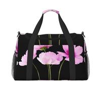 Pink Leaf Flowers Print Weekender Bag,Gym Bag with,Carry On Luggage Overnight Weekend Bag, Holdall Handbag