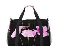 Pink Leaf Flowers Print Weekender Bag,Gym Bag with,Carry On Luggage Overnight Weekend Bag, Holdall Handbag