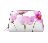 Pink Leaf Flowers Print Women Travel Cosmetic Bag Organizer Zipper Makeup Bags Pouch Toiletry,Lightweight Leather Makeup Bag