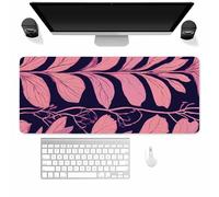 Pink Leaf Large Gaming Mouse Pad, 1200x600x3mm Extended gaming mouse mat XXL improved Precision and Speed Mousemat with Stitched Edges, Desk Mat for Keyboard and Mouses