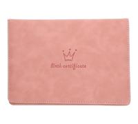 Pink Leather Birth Certificate Sleeve Holder for Baby - Protective Birth Certificate Folder and Storage Case