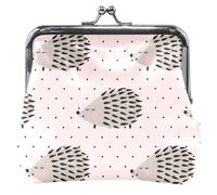 Pink Leather Money Change Buckle Wallet for Women, Cute Hedgehog Pink 2, UNITALLA, Cute Hedgehog Pink 2, UNITALLA, Classic, Cute Hedgehog Pink 2, UNITALLA, Classic