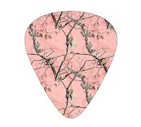 Pink leaves Camo Guitar Picks Guitar Plectrums Bass Picks with Organizer Storage Box 12 Pack Includes Thin, Medium & Heavy Gauges