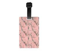 Pink Leaves Camo Print Luggage Tags with Full Back Privacy Cover - Bright Suitcase Identifier for Travel, Cruise & More