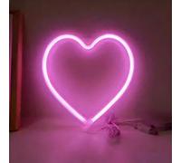 Pink LED Heart Neon Sign USB Battery Dual Powered Neon Light for Girls Bedroom Dorm Room Decor Ideal for Wedding Valentine's Day Mother's Day Window Wall Decoration