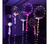 Pink LED Light Up Balloons Decoration Bubble Balloons Birthday&Christmas Party Latex Transparent Balloons With 3m LED Strip For Wedding, Carnival Fun Bar