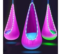 (Pink) LED Light-Up Hanging Hammocks Swings Chair Durables Nylon Fabric With Inflatable Pillow And Installation Kit Perfects For Indoor And Outdoor