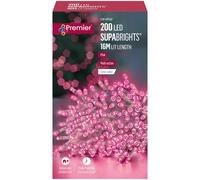 200 16m LED Premier Indoor / Outdoor Christmas Lights in Pink on Clear Wire