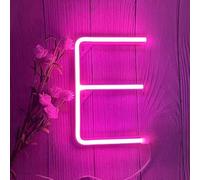 Pink Led Neon Sign for Home Office Desk & Living Room Dimmable USB/Battery Operated Neon Light Custom Words for Wedding Anniversary Romantic Decor（Letters E)