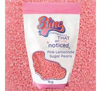 Pink Lemonade Sugar Pearls 1kg - Pink Cake Decorations | Sweet Lemon Sugar Sprinkles Cake Decorations for Baking, Cupcakes, Drinks & Desserts