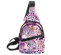 Pink Leopard Animal Sling Backpack Crossbody Bag Convertible, Small Diaper Bag Hiking Daypacks