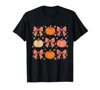 Pink Leopard Bow Orange Pumpkin Daisy Coquette Fall Autumn T-Shirt