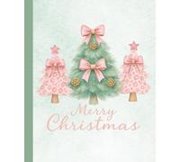 Pink Leopard Christmas Tree Composition Notebook: An Aesthetic Holiday Journal for Women and Teens featuring watercolor Christmas trees with pink bows ... and pink color palette - 110 Wide Ruled Pages