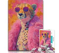 Pink Leopard Coat Jigsaw Puzzles for Adults Teenagers Jigsaws Puzzle,Toys Educational Games Stress Relieving Wall Decoration (38x26cm)