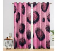 Pink Leopard Curtains for Bedroom Living Room, Cheetah Animal Print Blackout Curtains Eyelet 72 Drop 2 Panels, Patterned Window Drapes, Home Decor 66x72 Inch B-D10