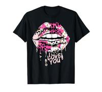 Pink Leopard Dripping Lips T-Shirt Women | Love Tee Value Graphic T-Shirt